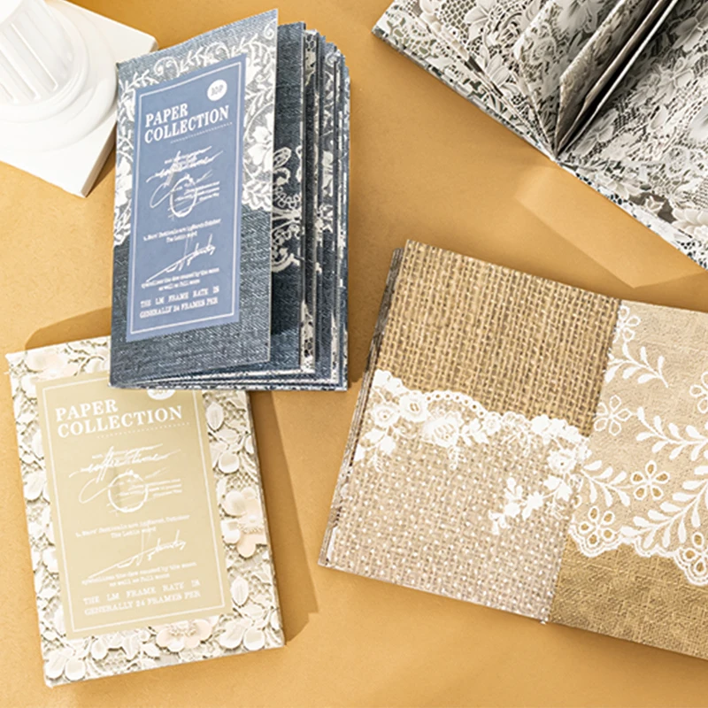 Mr.Paper、 15 sheets/book of vintage lace themed material paper, decorative scrapbook, photo frame, mural, and collage card paper