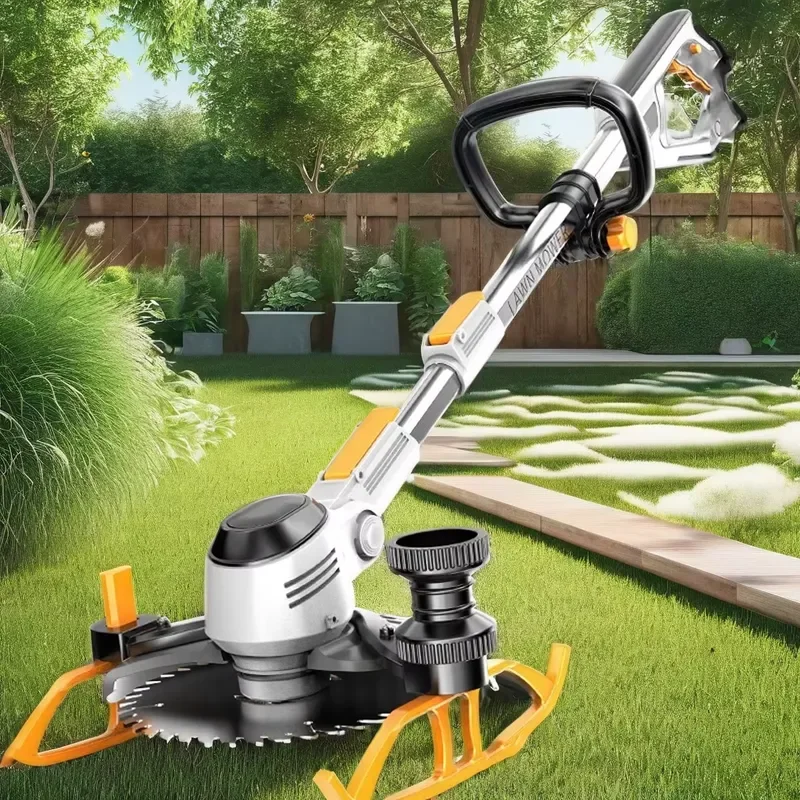 Cordless Electric Lawn Mower Adjustable Cutting Height Lithium Battery Powered Grass Trimmer for Home Garden Yard Care Tool