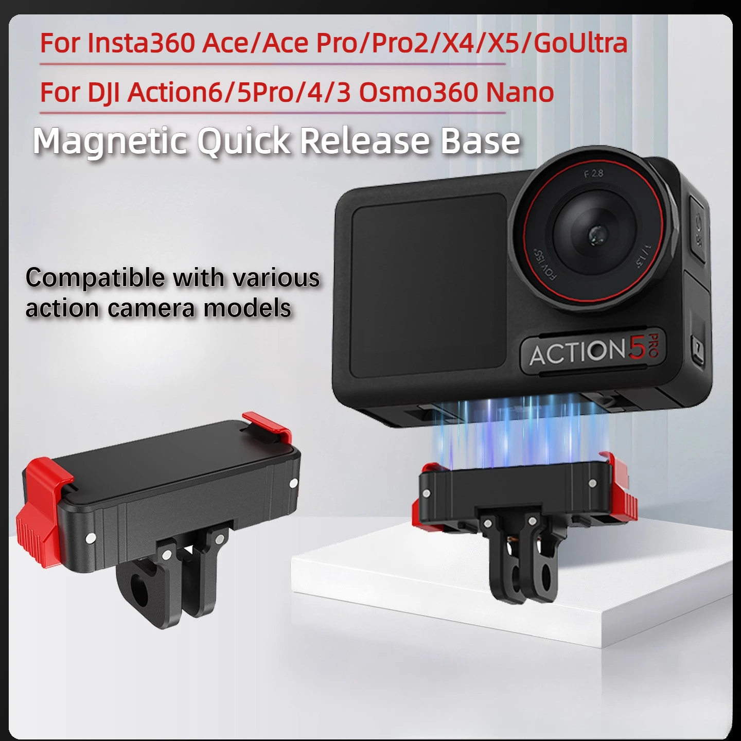 �y�Z�[�����zInsta360 X5 AcePro2�p�������}�O�l�b�g���N�C�b�N�����[�X�A�_�v�^�[�x�[�X�}�E���g�A�_�v�^�[�u���P�b�g1/4�l�W�C���^�[�t�F�[�X DJI Action6 5 4�Ή�