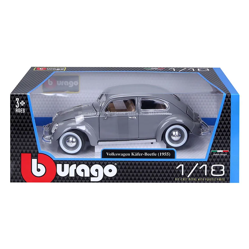 Bburago 1:18 1955 Volkswagen Kafer-Beetle Alloy Classic Car Die Cast Model Toy Collection Gift Car Model