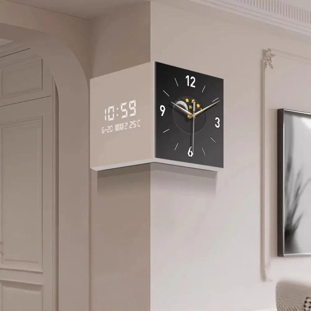 Modern Interior Wall Clock Living Room Simple Double-sided Creative Corner Wall Clocks Noiseless Home Decoration Luxury