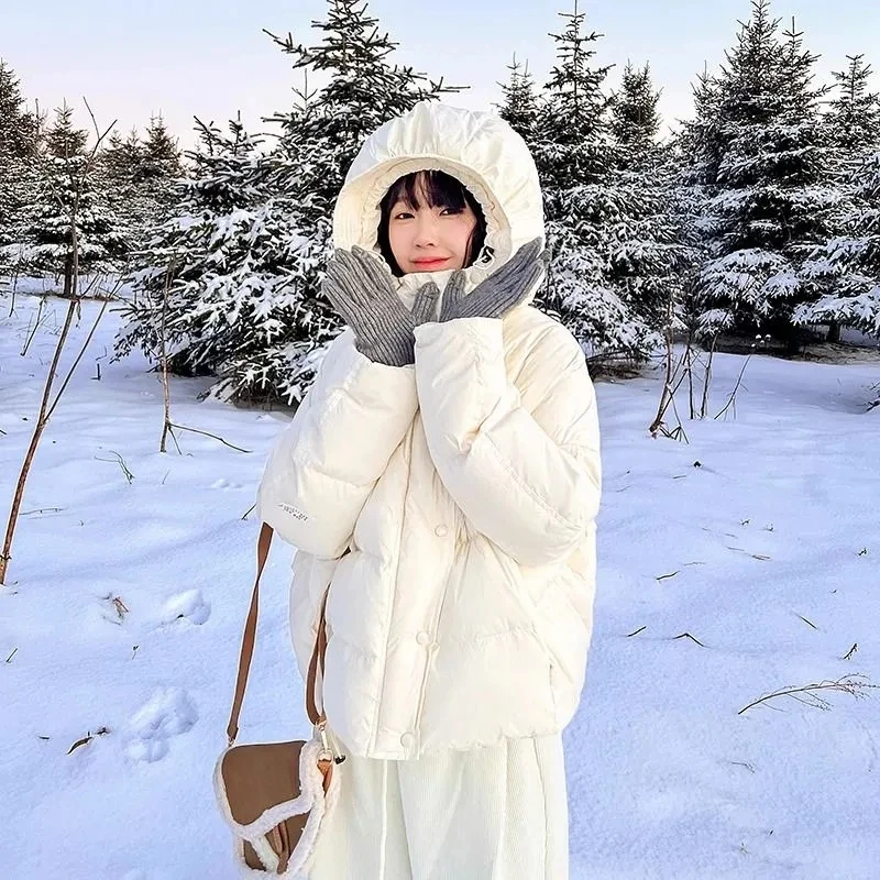 2024 New Fashion Short Parkas Women Winter Jacket Hooded Coat Parkas Warm Snow Wear Cotton Padded Women Clothes Windproof Outerw