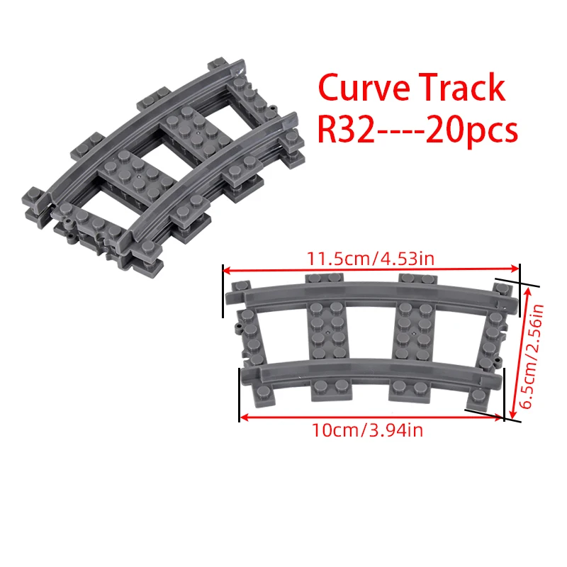 20 sztuk MOC City Bricks pociąg elastyczne części konstrukcyjne kolei krzywa tor R120 klocki akcesoria modelarskie kompatybilne