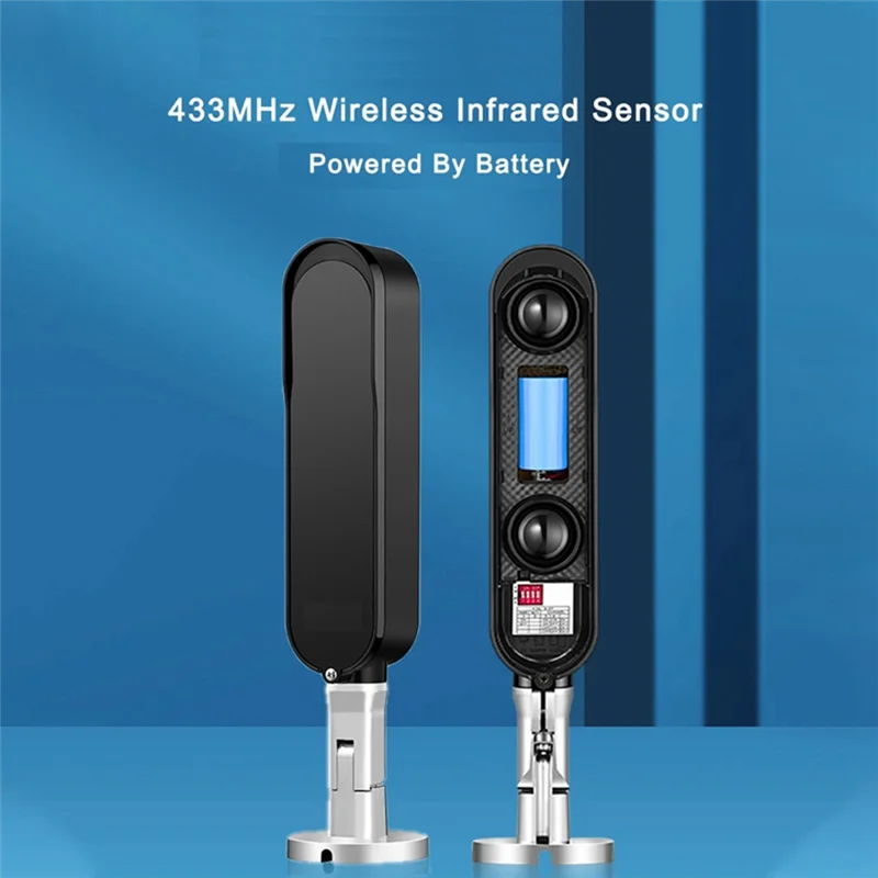 AA60-433Mhz Wireless 60M Sensor Alarm 2 Beams Active Infrared Detector For Outdoor Park Home Security System