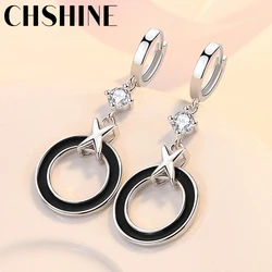 CHSHINE 925 Sterling Silver Circle Ring Earrings For Lady Lovers Banquet Party Jewelry