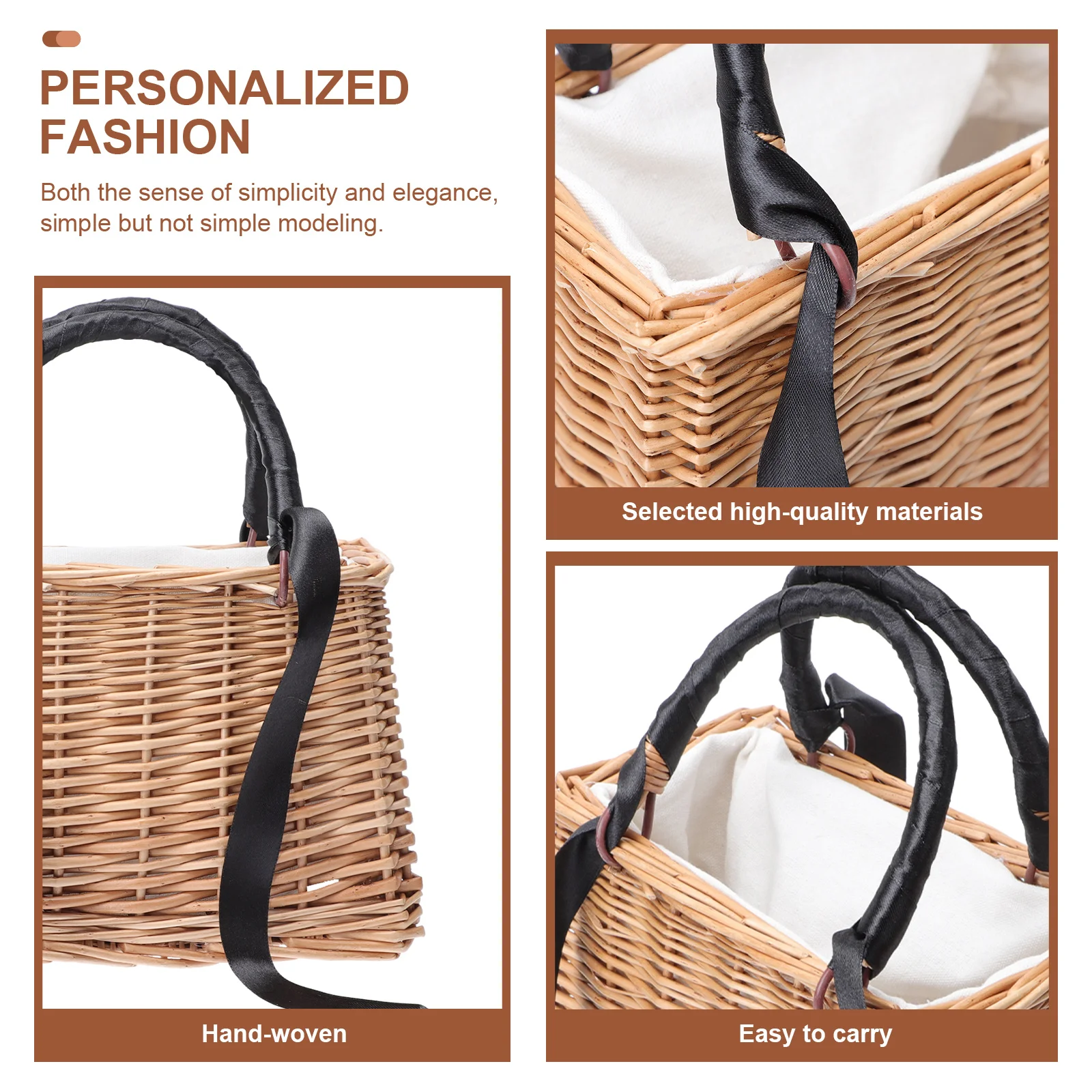 Messenger Bag Rattan Flower Basket Shopping Holdall Bags for Women Cotton Bum Crossbody Decorative Storage