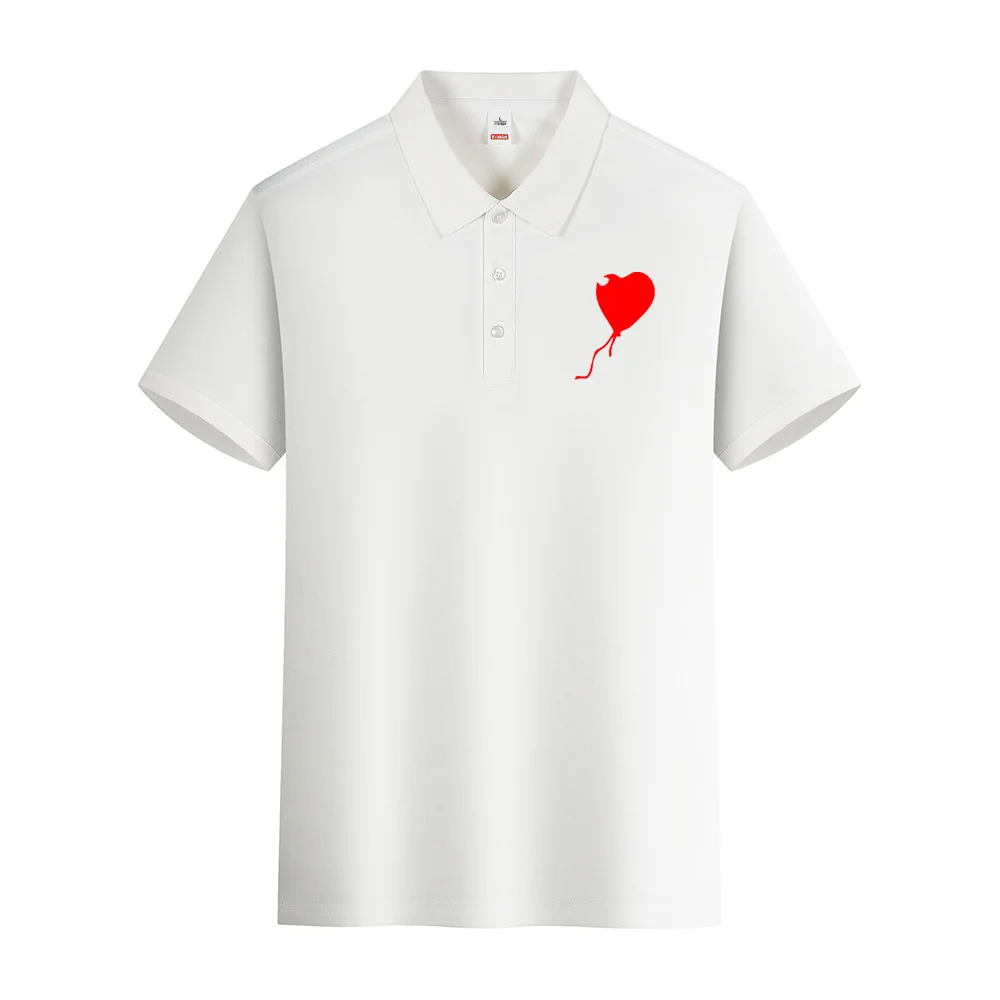 Red Heart Balloon Logo Men Polo Tshirt High Quality Comfortable Casual Fashion Tee Clothes Breathable Tshirt Summer Loose Tops