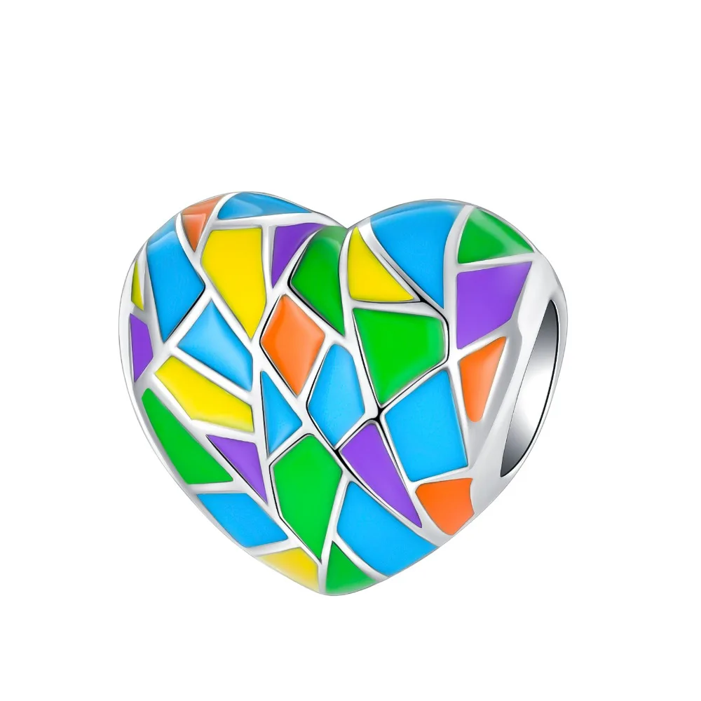 

925 sterling silver colored love bead pendant charm fit original Pandora bracelet charm beads necklace Diy female jewelry