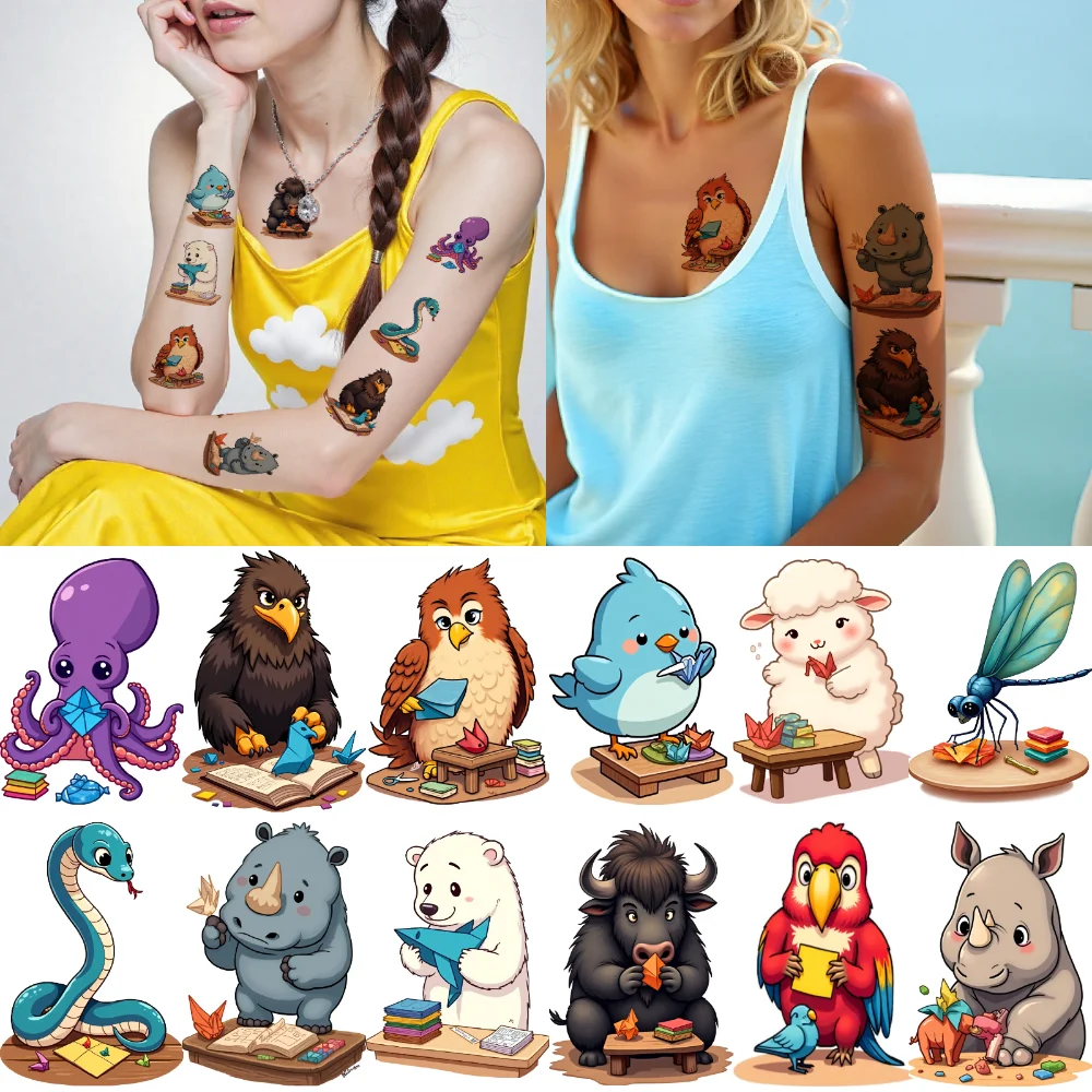 

28pcs Temporary Tattoo Animal Stickers Cartoon Cute Stickers Waterproof Long-lasting Body Stickers For Boys Arms Cheeks