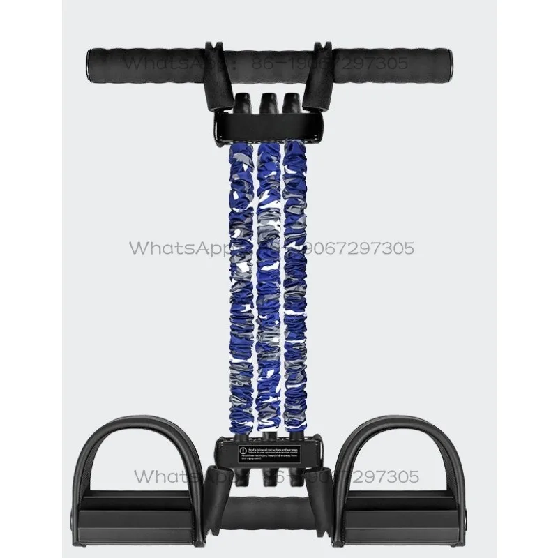 Cinturón elástico de resistencia para ejercicios de estiramiento asistido, abdominales, apertura de hombros y tensión de espalda, con tirador de pedales y diseño de barriga delgada.