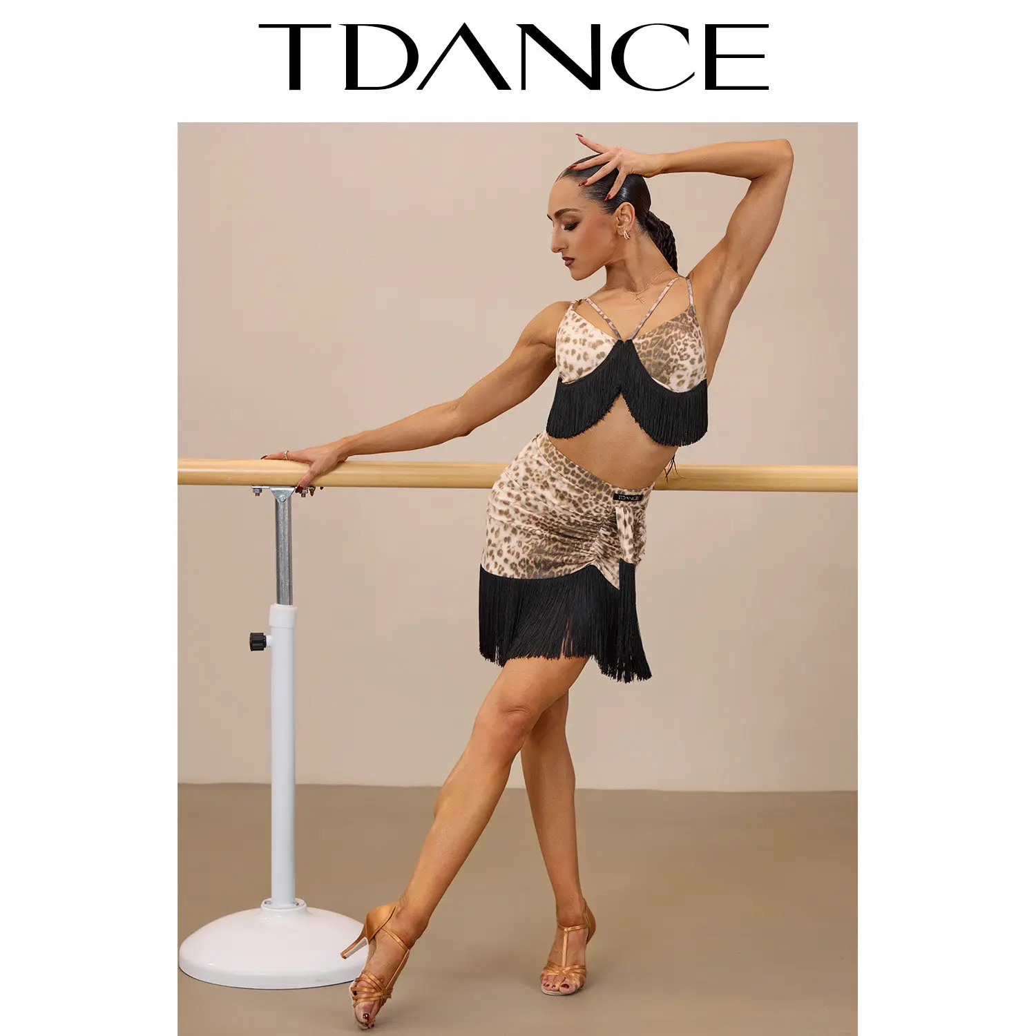 Customized TDANCE Adult Women's Latin Dance Dress [pleated Tassel Half Skirt] Dynamic Cha Cha Rumba Modern Practice Skirt GL-350