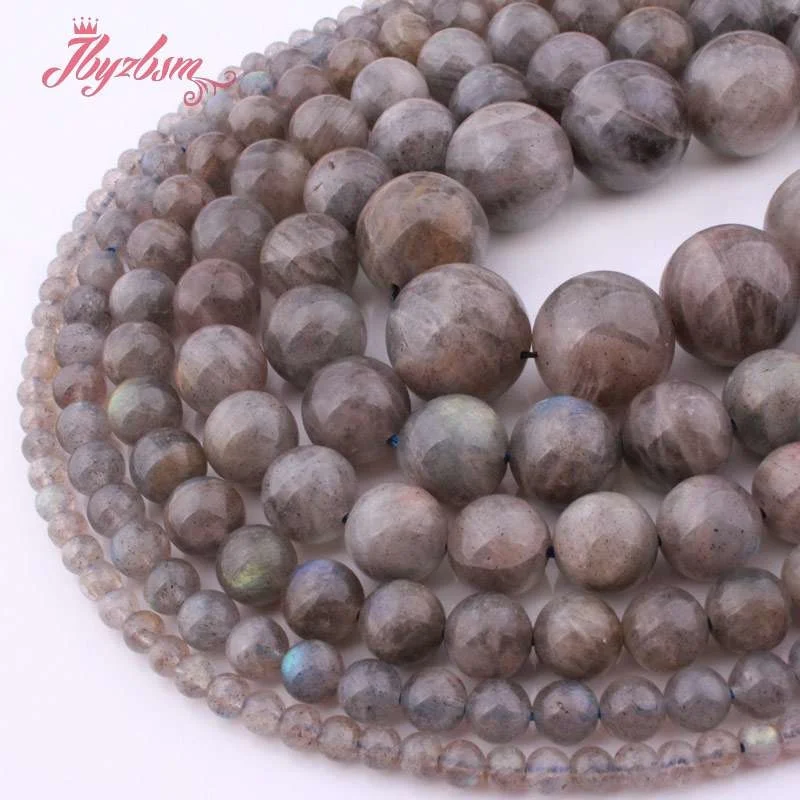 4,6,8,10,12mm Smooth Round Gray Rainbow Labradorite Natural Stone Loose Beads For DIY Bracelet Jewelry Making 15