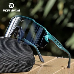 WEST BIKING Photochromic Cycling Sunglasses Anti-Fog Bike Goggles Rimless Windproof Sport UV400 Glasses TR90 Glasses Frame