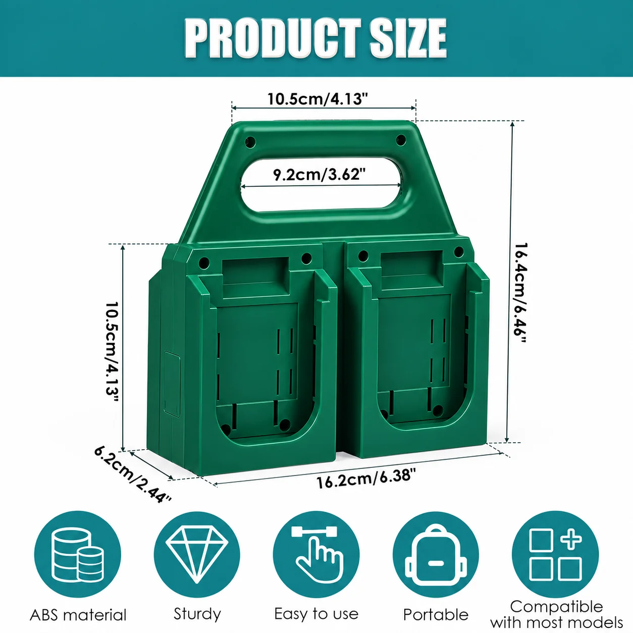 4 Battery Holder Storage Portable Battery Storage Rack with Handle Easy to Install for Rack Makita 14/18V Lithium Ion Batteries
