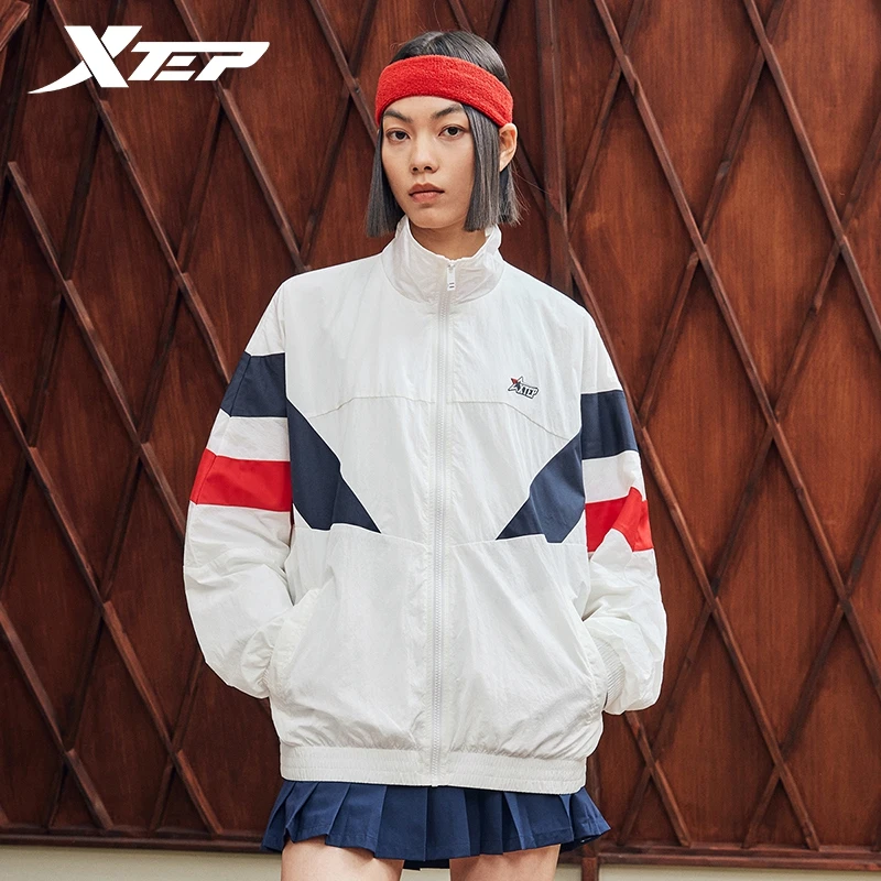 Xtep Jacket For Men And Women 2024 Spring Double Layer Keep Warm Unisex Coat Wind Proof Sporty Outdoor Couples Tops 876127120121