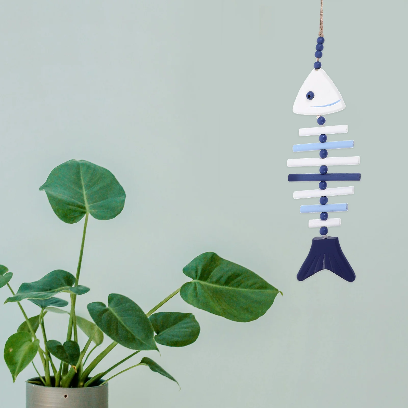 

Home Decor Fish Bone Pendant Beach for Ornaments Accessories Wall Bathroom Sky-blue