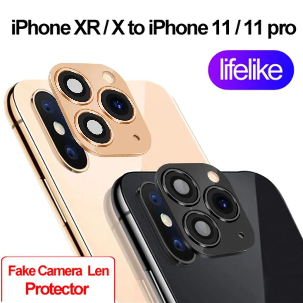 Metal Lens Cover Fake Camera Lens Sticker Cover Screen Protector for iPhone XR X Change to iPhone 11 Pro Max Phone Upgrade