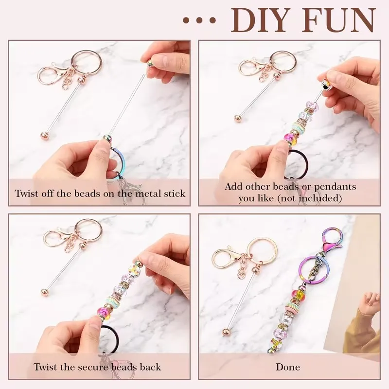 Beading Keychain Bars – Elegant Metal Dangle Charms with Lobster Clasp Premium DIY Craft Findings Jewelry Making & Bag Decor TMZ