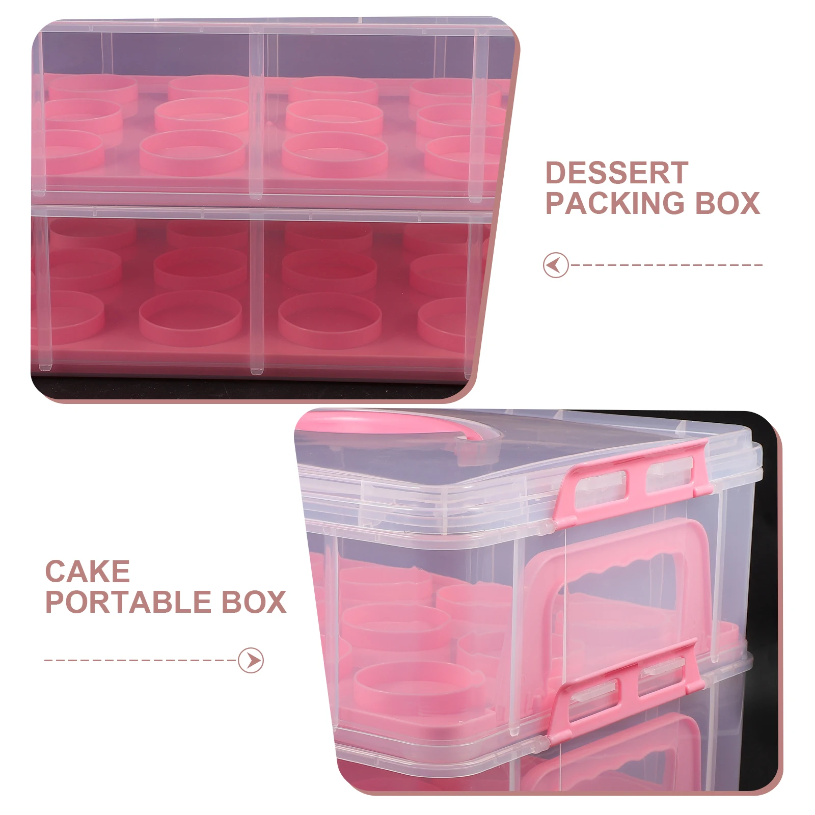 

Cake Box Multi Layer Cupcake Containers Portable Dessert Carrier Reusable Plastic Storage Packing Box Lid Handle Small