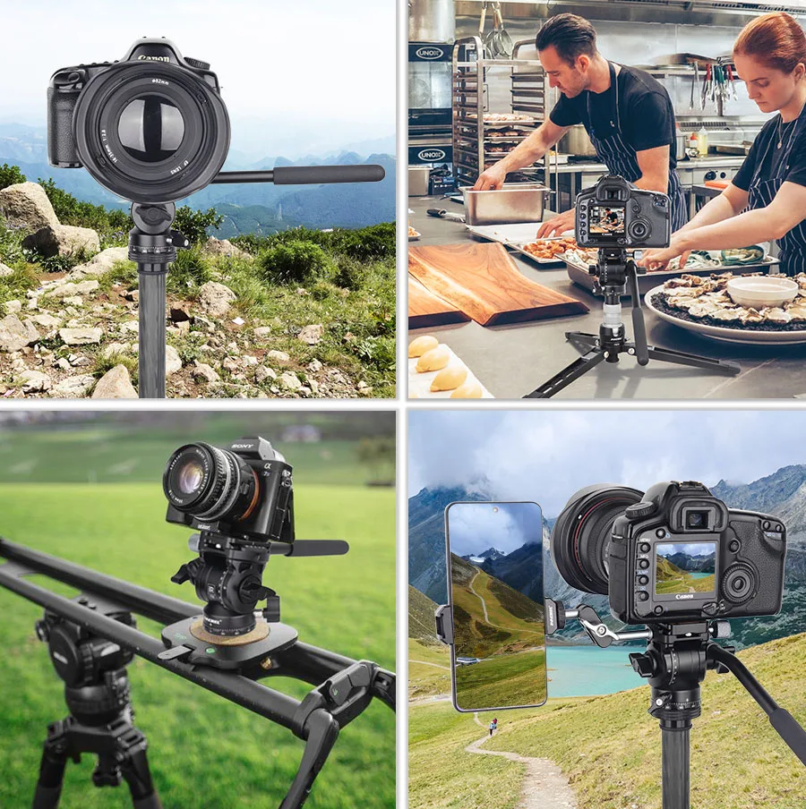 INNOREL F10/F20 Mini Stativ Flüssigkeit Kopf Neigung Kopf, Metall Kamera Video Stativ Kopf mit Arca Swiss Q.R.Platten für Video DSLR Kamera – Detail 7