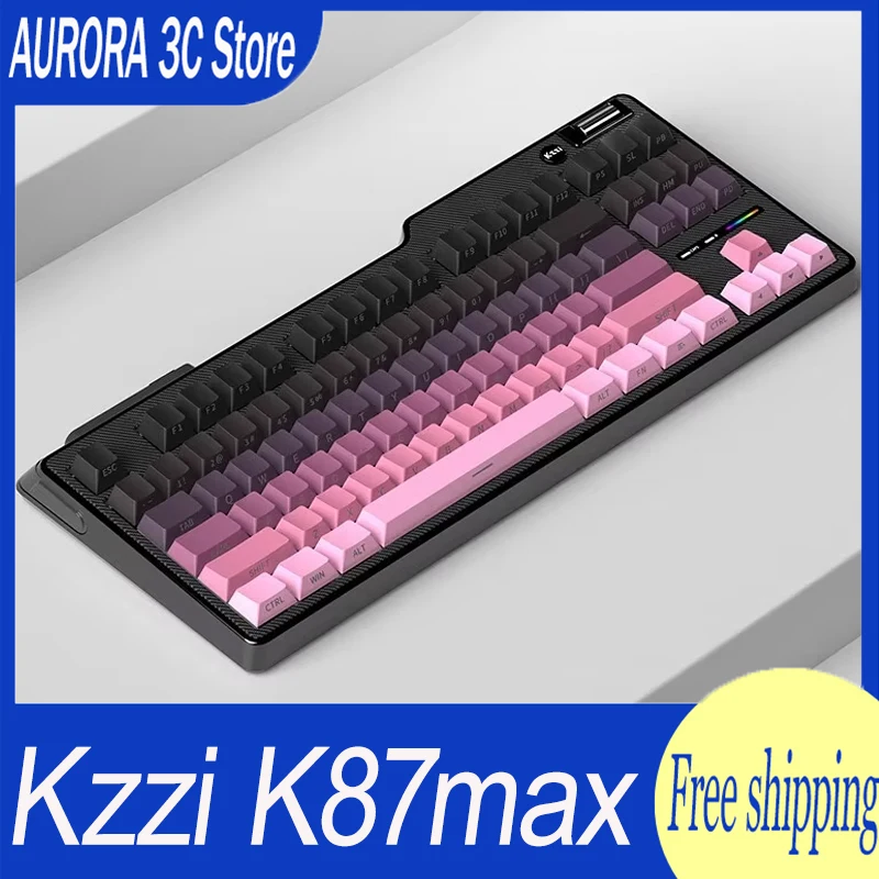 Kzzi K87max Mechanical Keyboard 3mode Gamer Wireless Keyboard 80% Layout RGB Hot Swap Keycaps Pbt Customise Pc Accessories Gifts