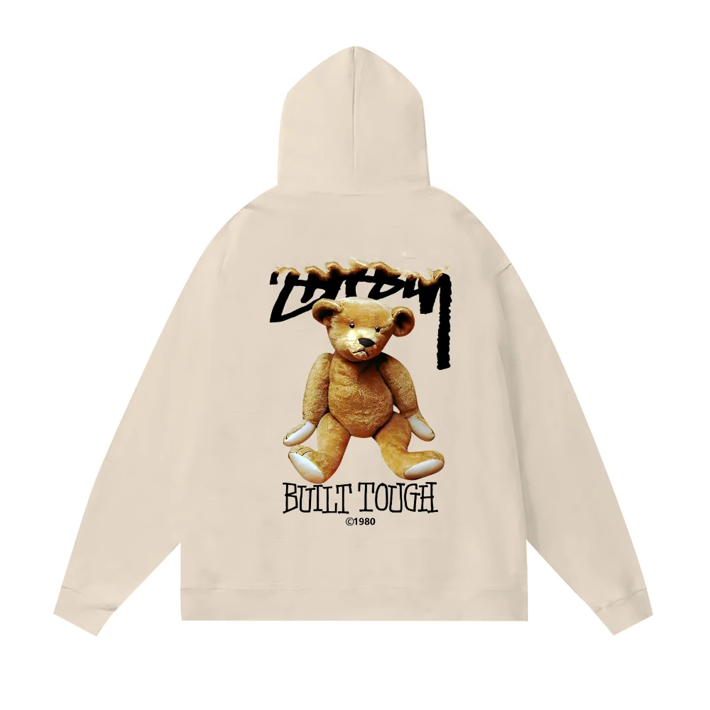 Nuovo designer orso stampato cotone marchio alla moda American Street maglione da uomo e da donna casual allentato versatile coppia con cappuccio