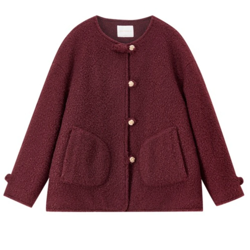 SENTUBILA manteau matelassé femme 2025 hiver col rond bouton en métal en forme de fleur coupe ample décontracté chaleur vêtements d'extérieur 154WJ4029