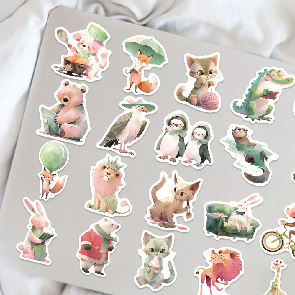 50pcs Pink and Green animals Cartoon Graffiti Stickers Phone Guitar Laptop Notebook Suitcase Water Bottles Waterproof Sticker Gi