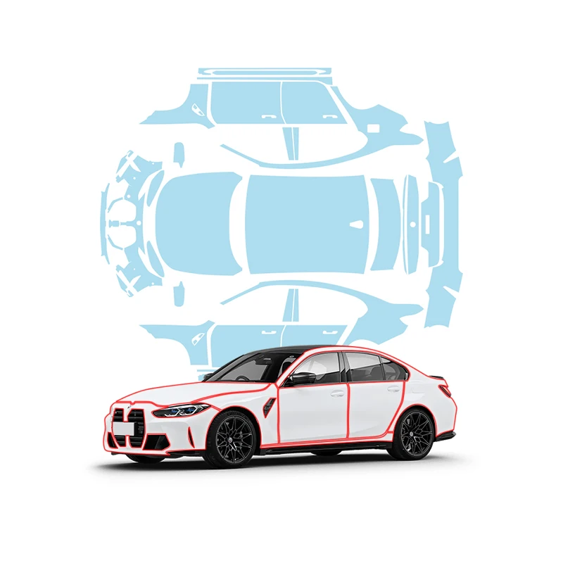 مناسبة لسيارة BMW M3 غير المرئية، طبقة حماية من الطلاء TPU المستوردة، لامعة وشفافة وغير لامعة