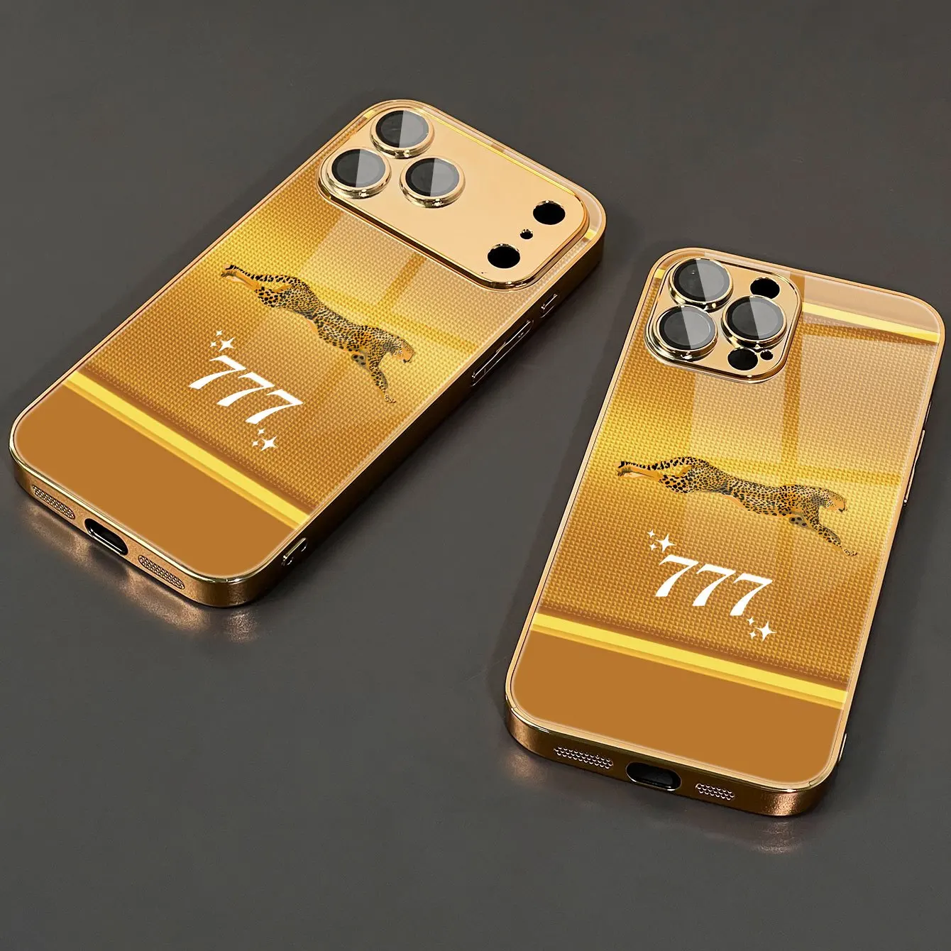 

Modern Golden Leopard 777 fashion Glass phone cases fundas phone case carcasa Phone Case for iPhone 17、16、15、14、13、12pm Pro Plus