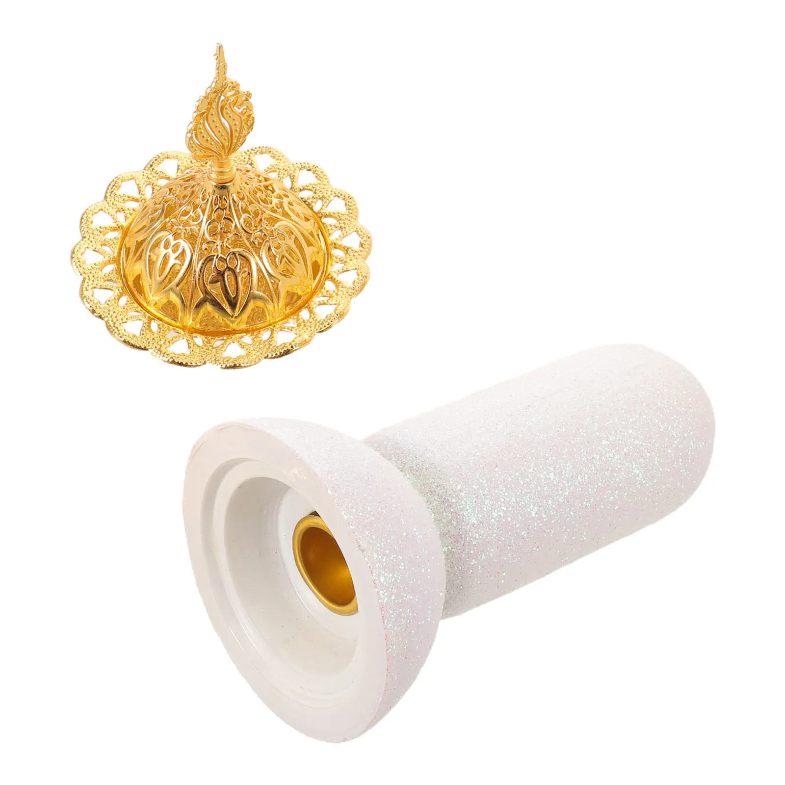 Arabic Resin Bakhoor Burner White Gold Desktop Aroma Burner for Home Office Middle Eastern Decor Inciensario Bukhoor Holder