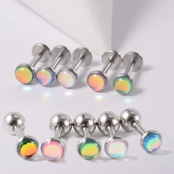 1PC Surgical Steel Flash Film Epoxy Ear Studs Labret Earring Glitter Beautiful Ear Lobe Helix Tragus Lip Piercing Jewelry