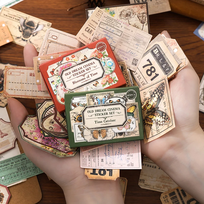 6Styles Vintage Old Dreams Stickers Scrapbooking Decoration Material Perfect for Collage Journaling Craft Diy Supplie