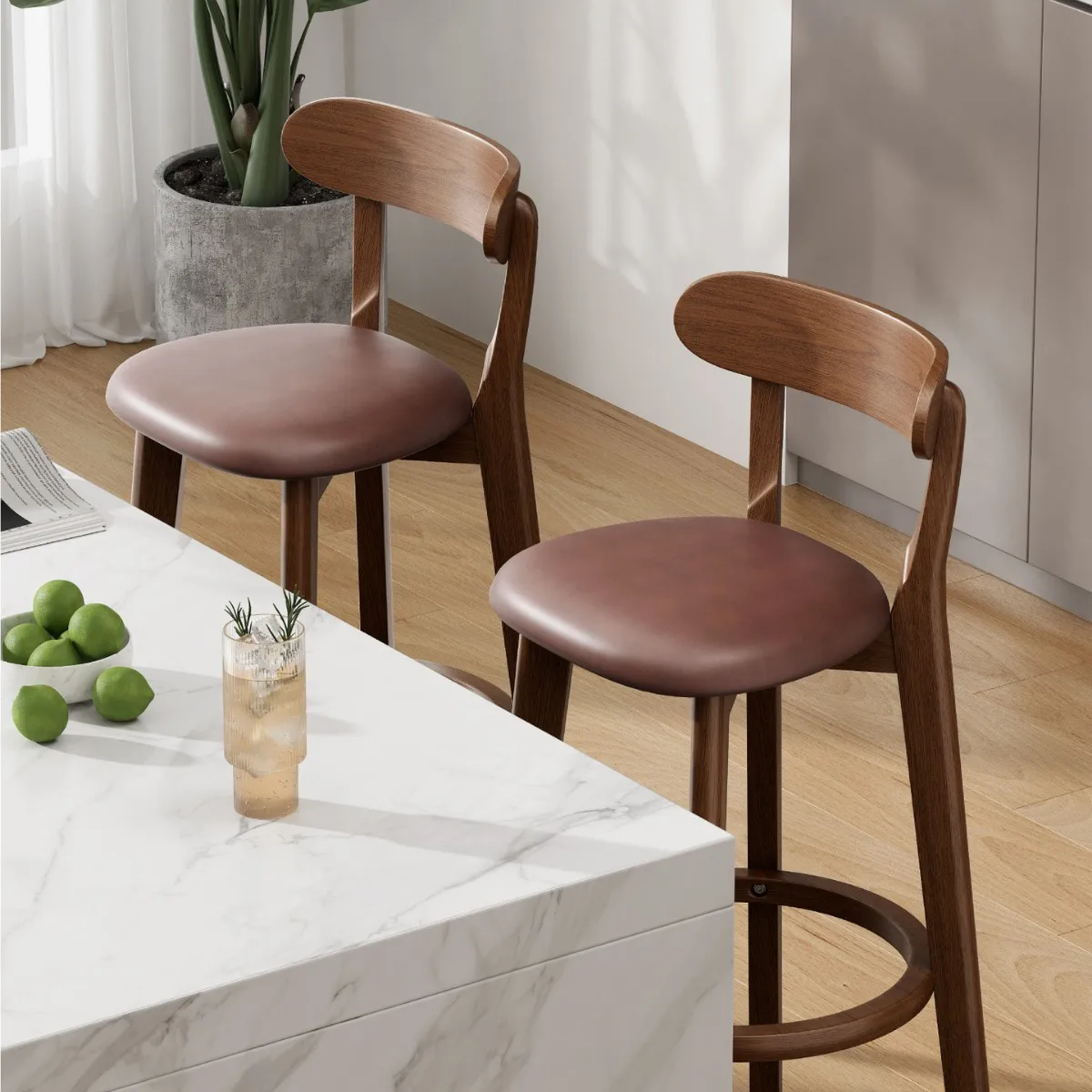 

Барный стул из массива дерева, домашний стул со спинкой, скандинавский барный стул, высокий табурет, современный простой барный стул для кафе/чайной.