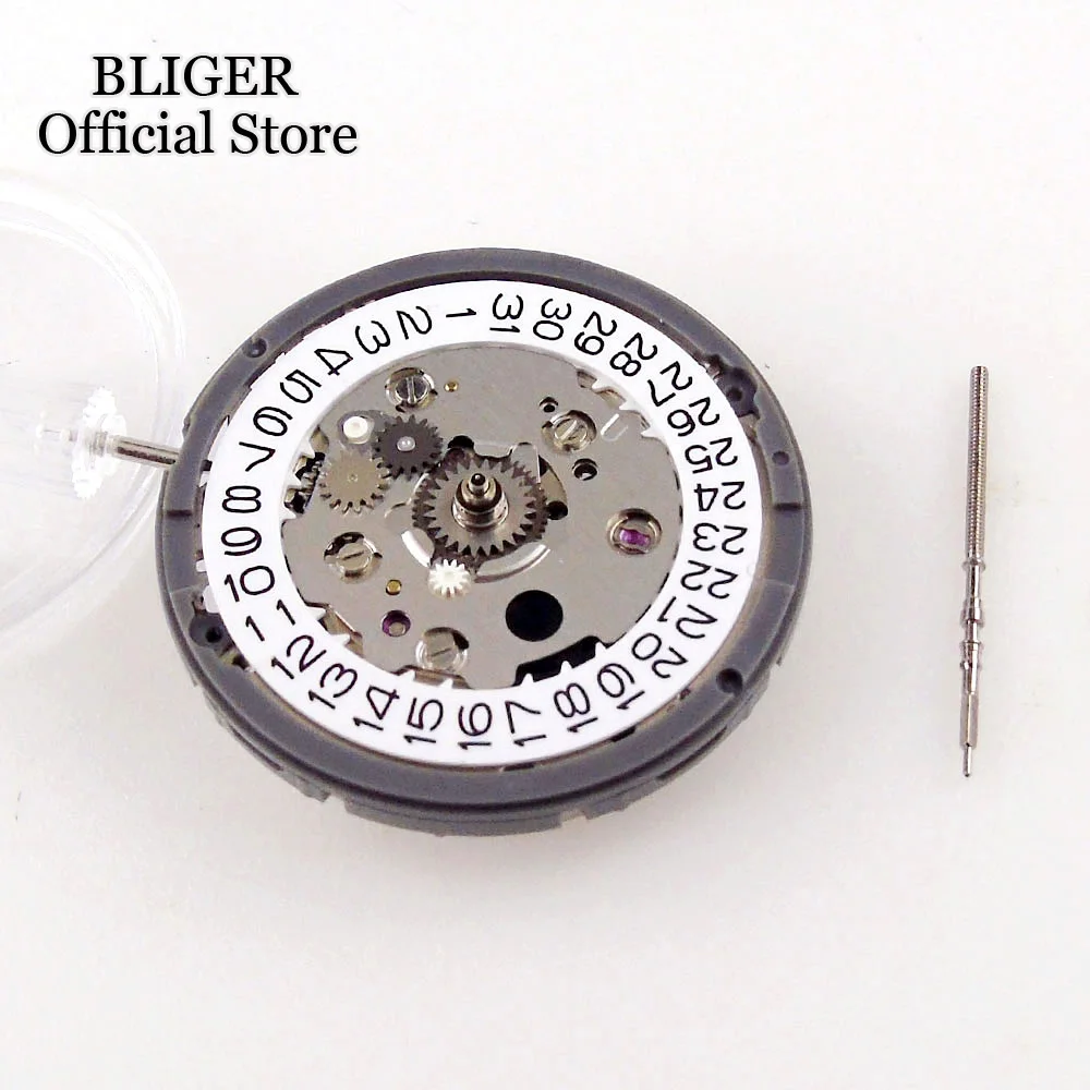 BLIGER Left Hand Replacement 24 jewels NH34A NH34 GMT Automatic Mechanical Movement High Accuracy 9 o'clock Crown