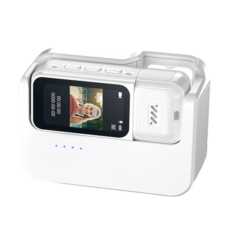 2.7K Thumb Camera Wifi Action Camera 180° Rotate Sport Cam DV Cycling Recorder Camcorder Camera with Charging Case White-A79M