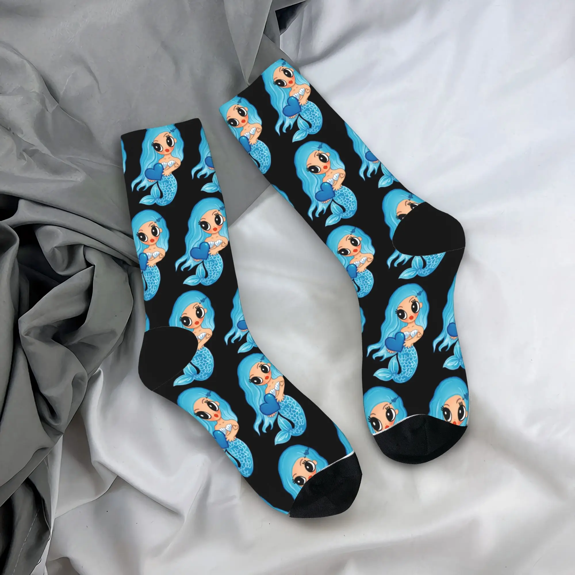 New Men's Socks Harajuku Blue Mermaid Karols G Sock Polyester  Sport Women Socks Spring Summer Autumn Winter