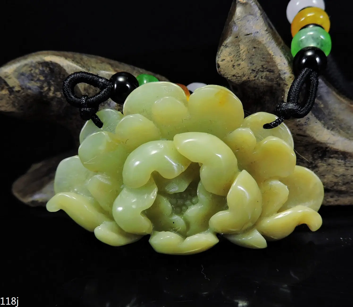 

Jade Jewelry Natural Jade Pendant Necklace Hand-Carved peony flower Jadeite Necklace Pendant Gift No Treatment 118j