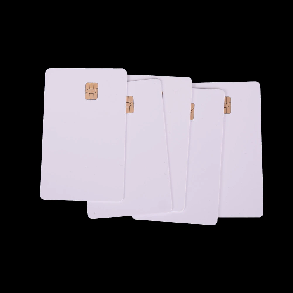 New 5 Pcs ISO PVC IC With SLE4442 Chip Blank Smart Card Contact IC Card Safety White