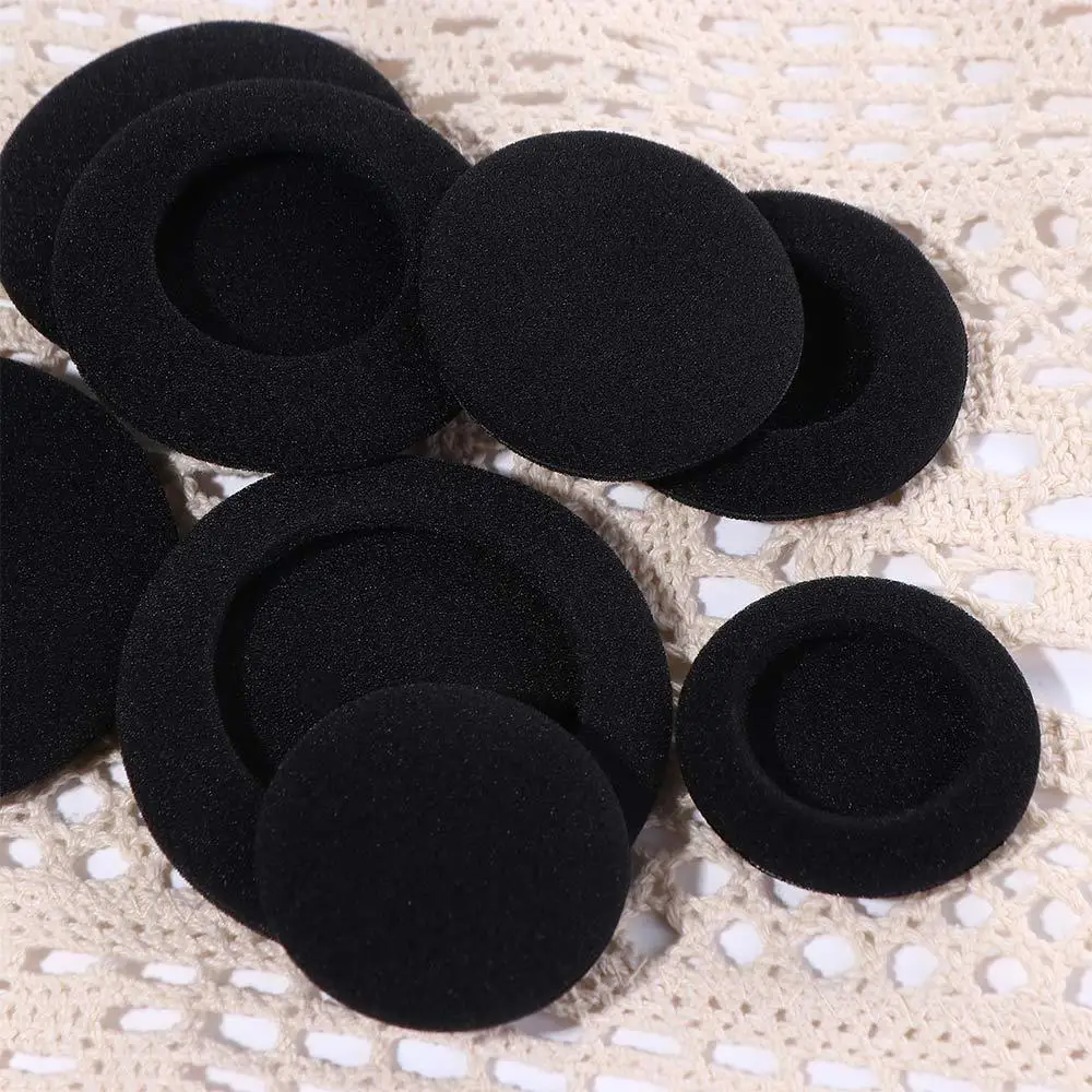 Black Sponge Covers 50mm 55mm 60mm 65mm Headset Cap 35mm 40mm 45mm Headphone Foam Pad Ear Pad Sponge Earplugs Cap Foam Ear Pads