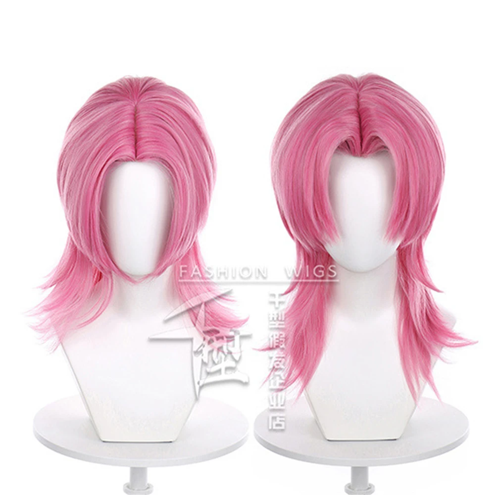 Saja Boys Romance Cosplay Wig Synthetic 40cm Deep Pink Men Hair Heat Resistant Anime Wigs