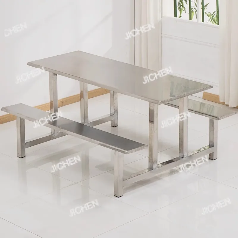 Canteen stainless steel dining table 4 people 6 people 8 people in one school factory staff dining hall fast food table