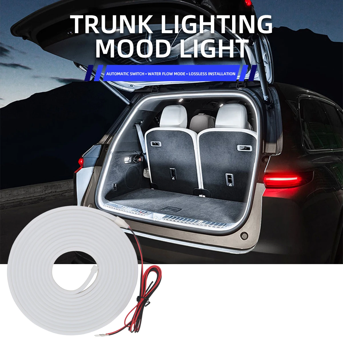 

Светодиодная лента для автомобиля 4M 12V, передняя и задняя, для багажника, силиконовая, атмосферная, для декора на День рождения, День святого Валентина, белая, 6000K