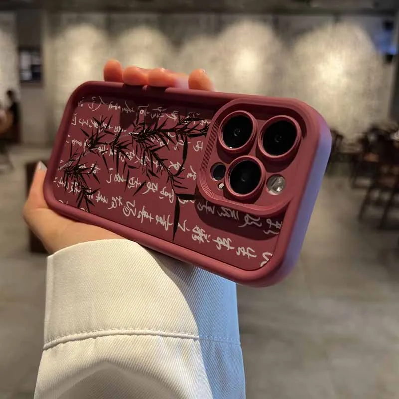 中国の竹書道模様のPOCO X3 X4 X5 X6 X7 M3 M4 M6 F4 F5 F6 C31 C50 C51 C61 C65 C75 C55 Plus用アイラダー携帯電話ケース/カバー