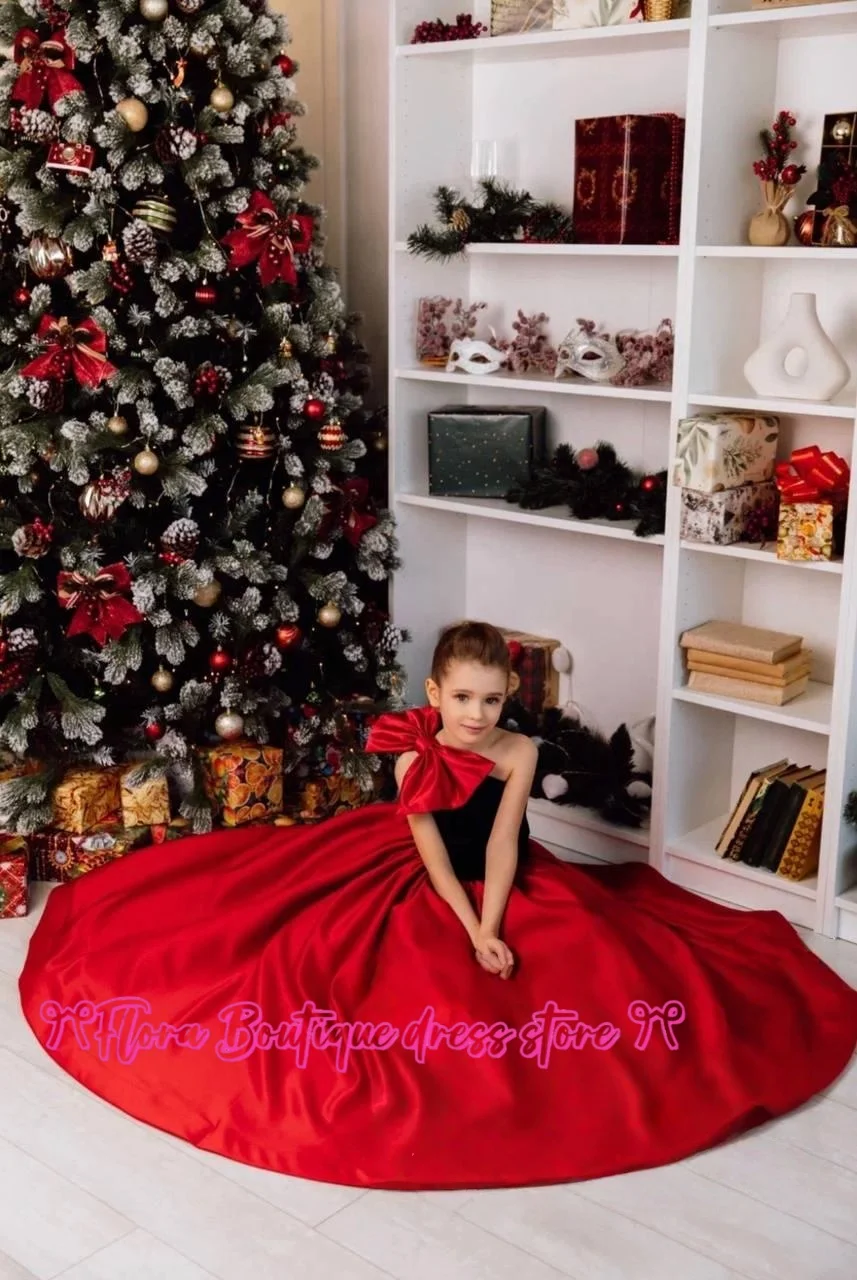 vestito da ragazza di compleanno vestito da ragazza per occasioni speciali vestito da ragazza di fiori in raso di velluto vestito da fiore per bambini monospalla tutu nero per bambini