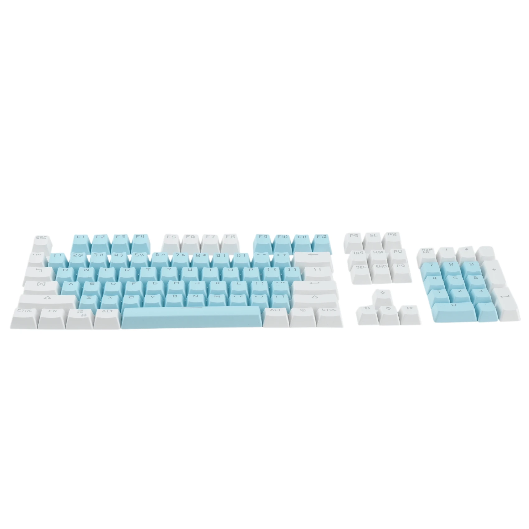 104-Key Two-Color Translucent Keycap Set, Suitable for Mechanical Keyboard, Universal (Blue+White)