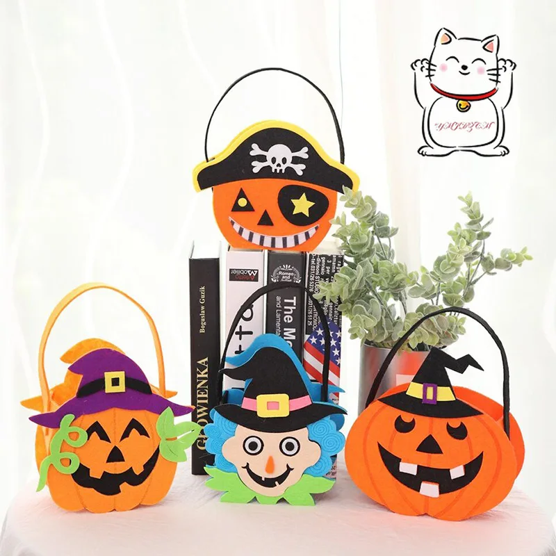 

Halloween felt candy bag hand-held bucket ghost wizard pumpkin bat decoration holiday party felt