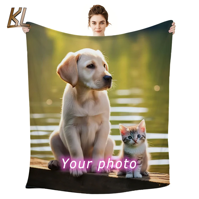 Custom Flannel Throw Blanket Personalized Photo Fleece Blanket Sofa Gift Customized Text Pictures Sudoku for Pet Friends Family