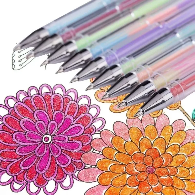 100 Colors Gel Pen Set Glitter Metallic Colored Ink For Adult Coloring Drawing Marker Pens Scrapbooks Journals Art Supplies