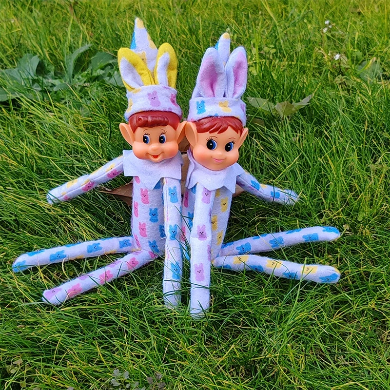 Multicolor NUOVO Coniglietto pasquale Elfo Decorazione bambola Regalo per bambini Elfo Animali di peluche impertinenti Elfi sul ripiano Accessorio piccolo elfo